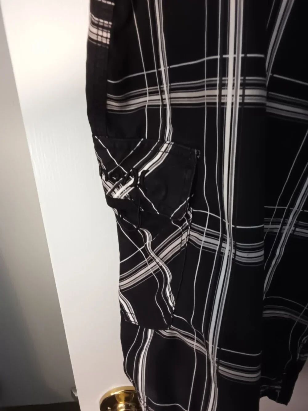 Hurley Black and White Plaid Swim Trunks